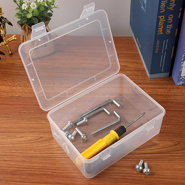 Caja de plástico rectangular pp caja de plástico transparente de alta transparencia caja de almacenamiento de piezas caja de herramientas caja de componentes con tapa engrosada