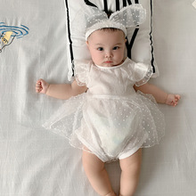 婴儿包屁裙三角哈衣0-6-12宝宝衣服女童公主裙子夏装纱裙一件代发