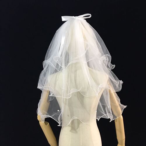 Bridal bow fluffy veil multi-layered wedding dress wedding photography photography veil short style wedding veil