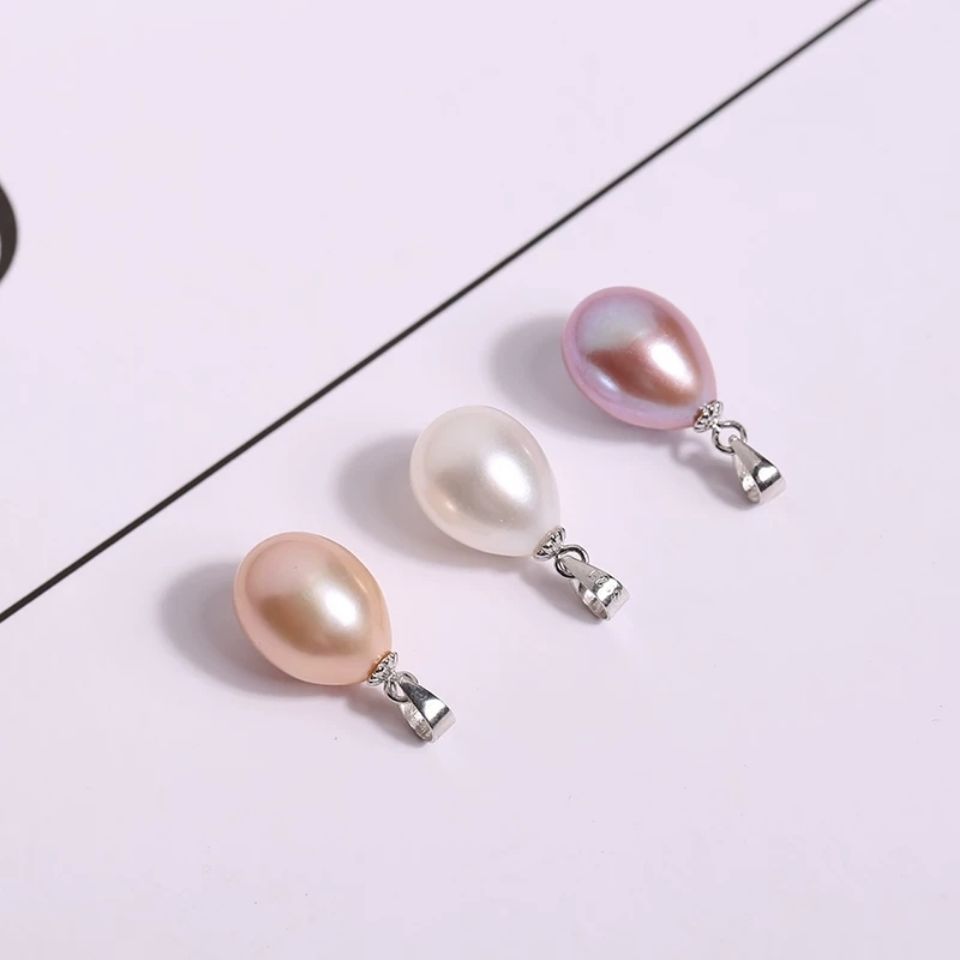 Pearl Rice-Shaped Pendant S925 Sterling Silver Melon Seed Clasp Necklace Wholesale Natural Freshwater Jewelry for Street Vendors