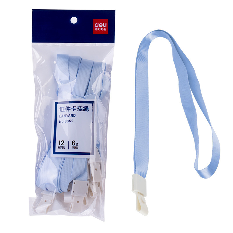 Deli 8352 nylon webbing ID card lanyard color PVC card sleeve sling neck 10mm wide license