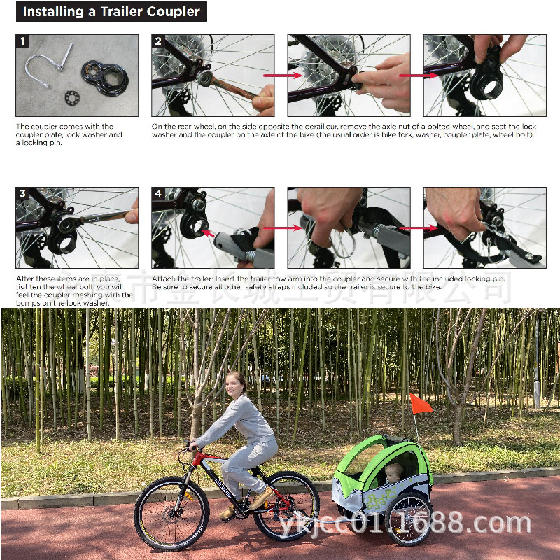 Bebé PET sundries bicicleta remolque accesorios cabeza de tracción bicicleta remolque enganche acoplador image 5