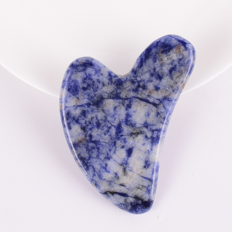 블루 도트 스톤 하트 모양의 긁는 판