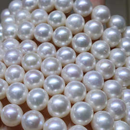 天然珍珠项链淡水珍珠AAAA级10-11mm近正圆微瑕DIY饰品妈妈链批发