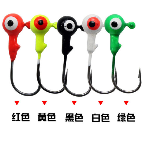 Colorful five-color paint lead pendant double-eye lead head hook with barbed hook upward hook Luya soft bait hook