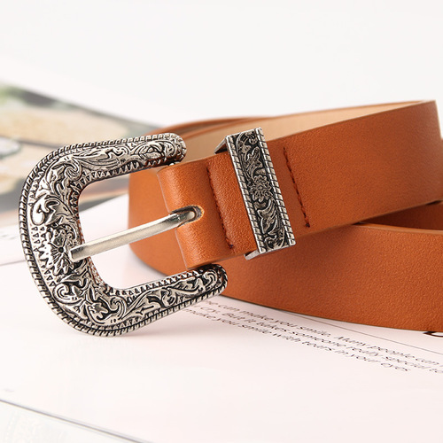 Classic new women's retro pin buckle belt, cool and versatile fashion decorative belt, Korean style jeans belt batch