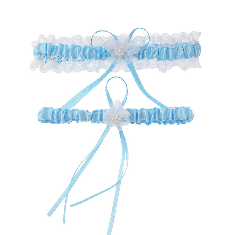 LW47 bridal lace garter belt European and American bow blue leg ornaments wedding wedding accessories garter belt cross-border foreign trade