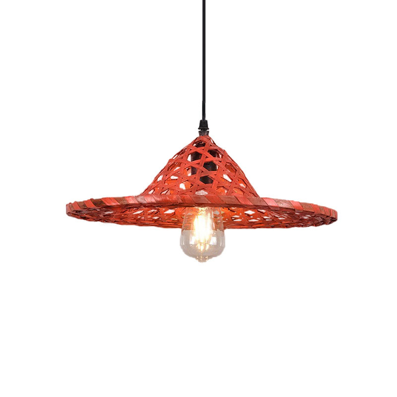 Estilo chino sombrero de paja de bambú araña cubo sombrero personalidad creativa retro olla caliente restaurante granja restaurante lámpara