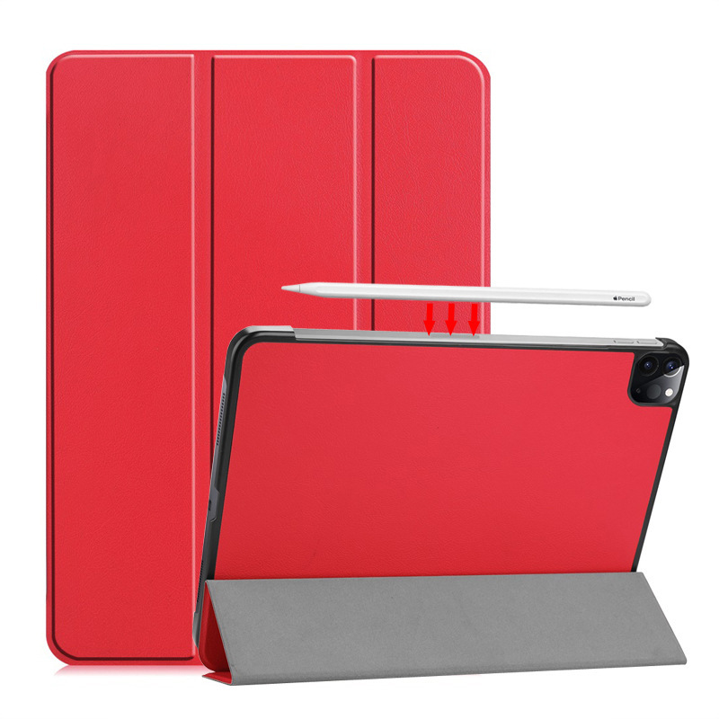 ipad pro 11 Air4 Air5 Tri-Fold Caster Leather Case for iPad 12.9 2022 Tablet Protective Case