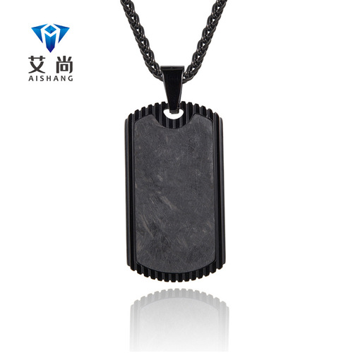Men's chaotic pattern carbon fiber pendant retro internet celebrity trendy necklace Japanese and Korean version student birthday amulet