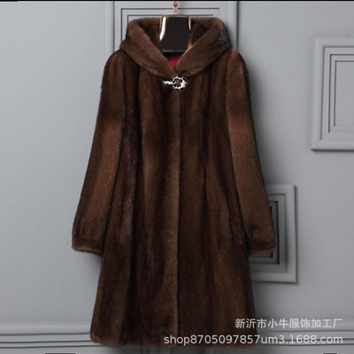 2025 Haining Mink overcoat lady have more cash than can be accounted for Mink mink Large Middle and old age Hooded Fur imitation coat