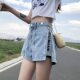 Korean style high waist Denim shorts women's loose 2020 Summer new Black gray wide leg A- line slimming hot pants ins fashion