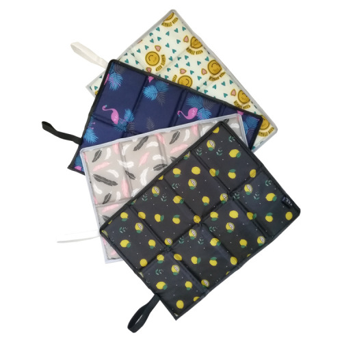Cross-border thickened printed pearl cotton covered fabric 20% off folding seat cushion outdoor insulating cool, hot, dirty and moisture-proof portable seat cushion