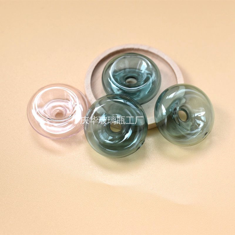 Supply Glass Jewelry Round Donut Hole Essential Oil Fragrant Glazed Essential Oil Necklace Bottle Ping An Buckle Charm