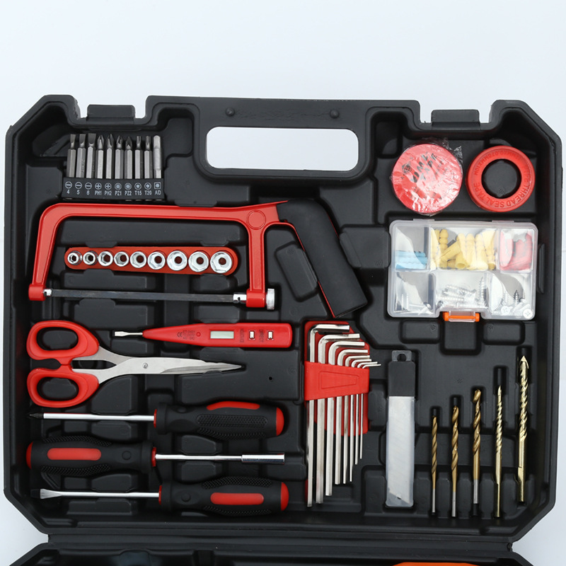 Carpintería eléctrica caja de herramientas del hogar traje combinación de herramientas de reparación de regalo conjunto manual de herramientas de hardware traje