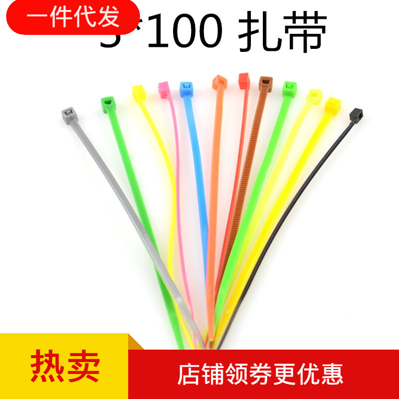 彩色自锁式尼龙扎带3*100 固定塑料捆扎带线束带绑带