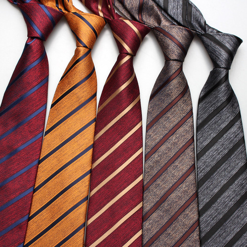 Men's trendy striped jacquard polyester silk tie, work professional formal tie manufacturer wholesale