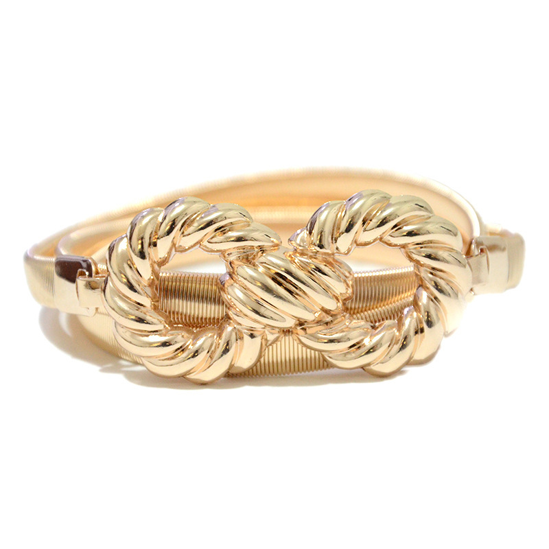 Transfronterizo de las mujeres de metal primavera cadena de la cintura de la hoja de loto decorativo hebilla de metal doble redondo cadena elástica delgada