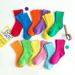 Children's mid-calf socks combed cotton candy socks Macaron children's socks baby socks individually packaged children's socks wholesale