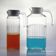 玻璃冷水壶条形水具家用水壶带盖水壶1L厂家直销现货供应