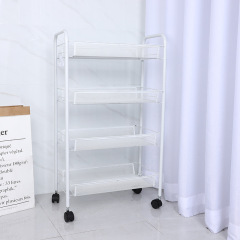 Iron wire movable cart living room storage rack organization shelf with wheels drop-down kitchen storage rack for distribution