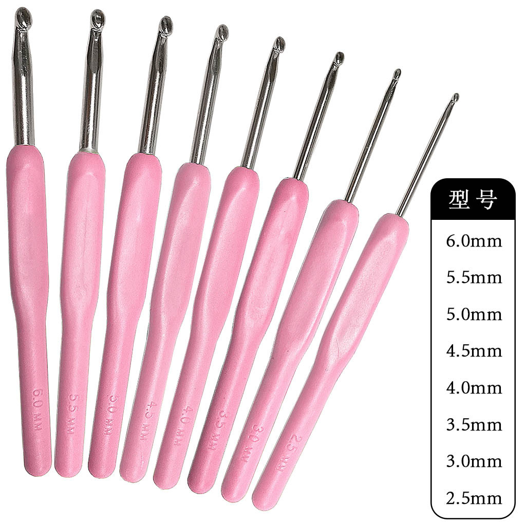 Herramientas de tejer suéter aguja gruesa suave mango de aluminio crochet multi-color mango crochet conjunto de 8 bolsas