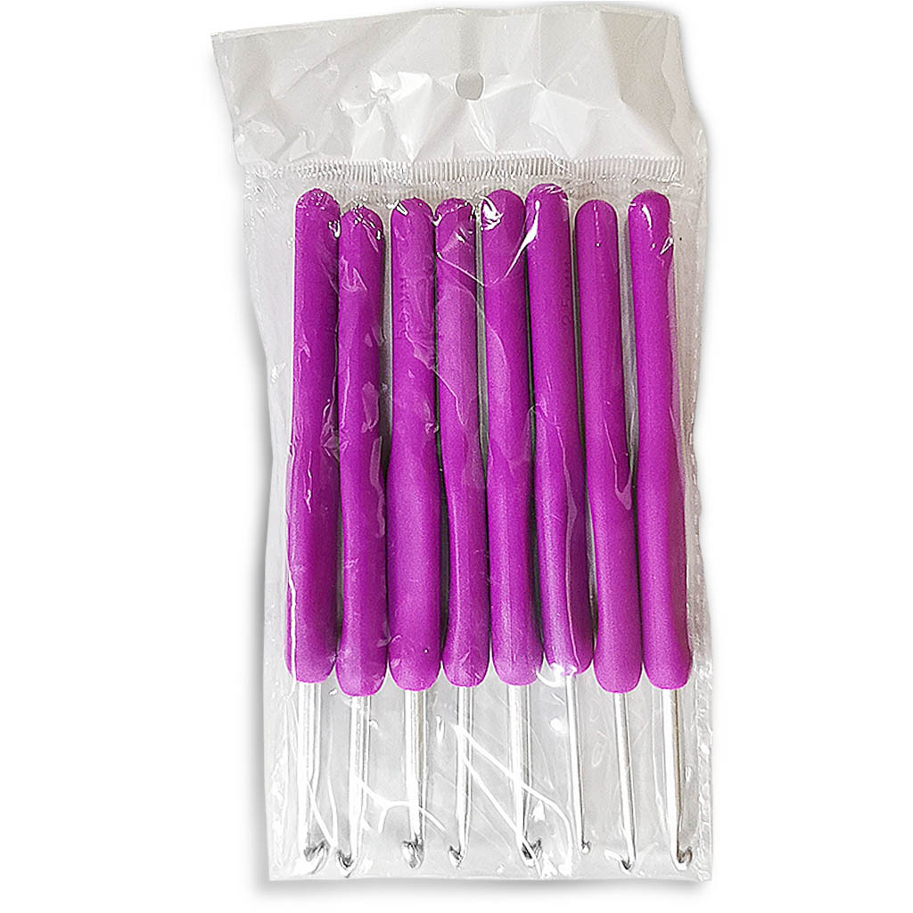 Herramientas de tejer suéter aguja gruesa suave mango de aluminio crochet multi-color mango crochet conjunto de 8 bolsas