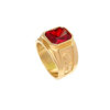 Golden men's black blue green red fuchsia ring stainless steel