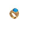 Golden men's black blue green red fuchsia ring stainless steel