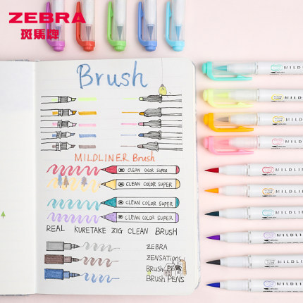 Cebra japonesa WFT8 pluma fluorescente ligera de doble cabeza Etiqueta De estudiante cepillo suave