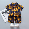 Children's cotton shirt for boys, summer shorts, set, with short sleeve