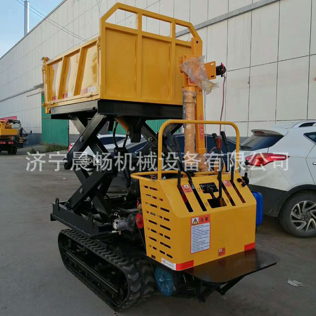 液压自卸现货运输车 1.2吨手扶履带运输车 配吊机小型升降载运车