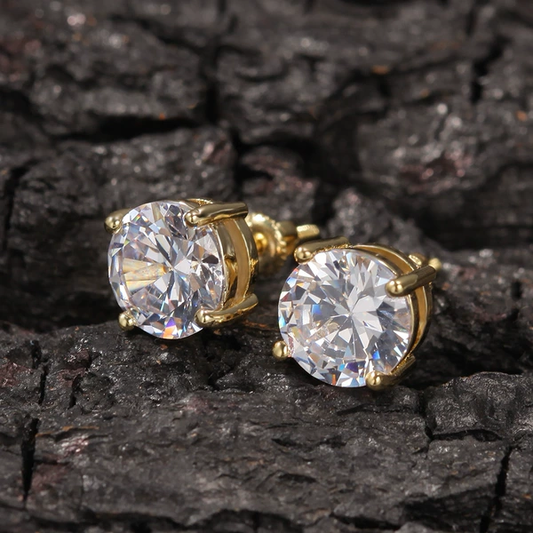 Golden earrings, 8mm, silver 925 sample