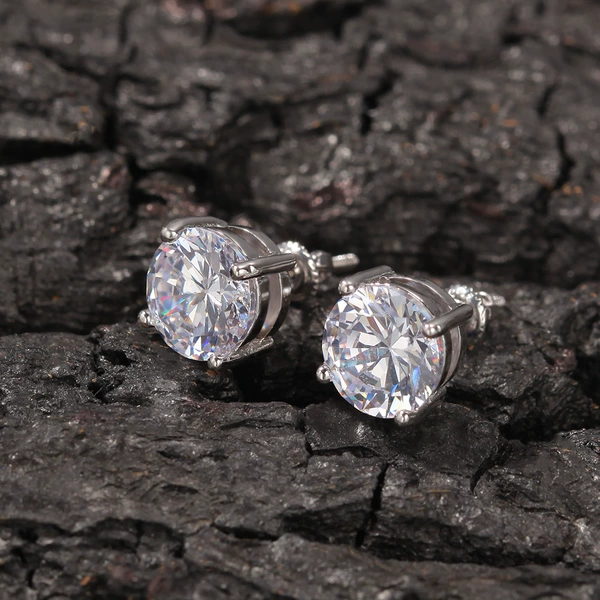 Earrings, 8mm, silver 925 sample