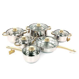 厂直销不锈钢套装锅12件套cookwaresets12pcscookingpot家用锅具