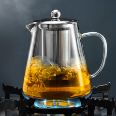 Tianxi Glass Teapot, Household Filter Tea Maker, Large-Capacity Kettle, Heat-Resistant Glass Pot, Floral & Black Tea Set