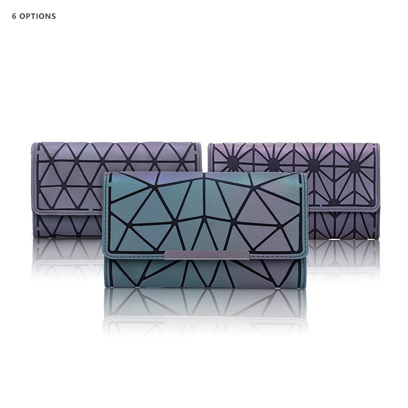 Cross-border Hot Sale New Men's Wallet Long Reflective Trendy Trifold Wallet Multi-card Luminous Coin Purse Wholesale