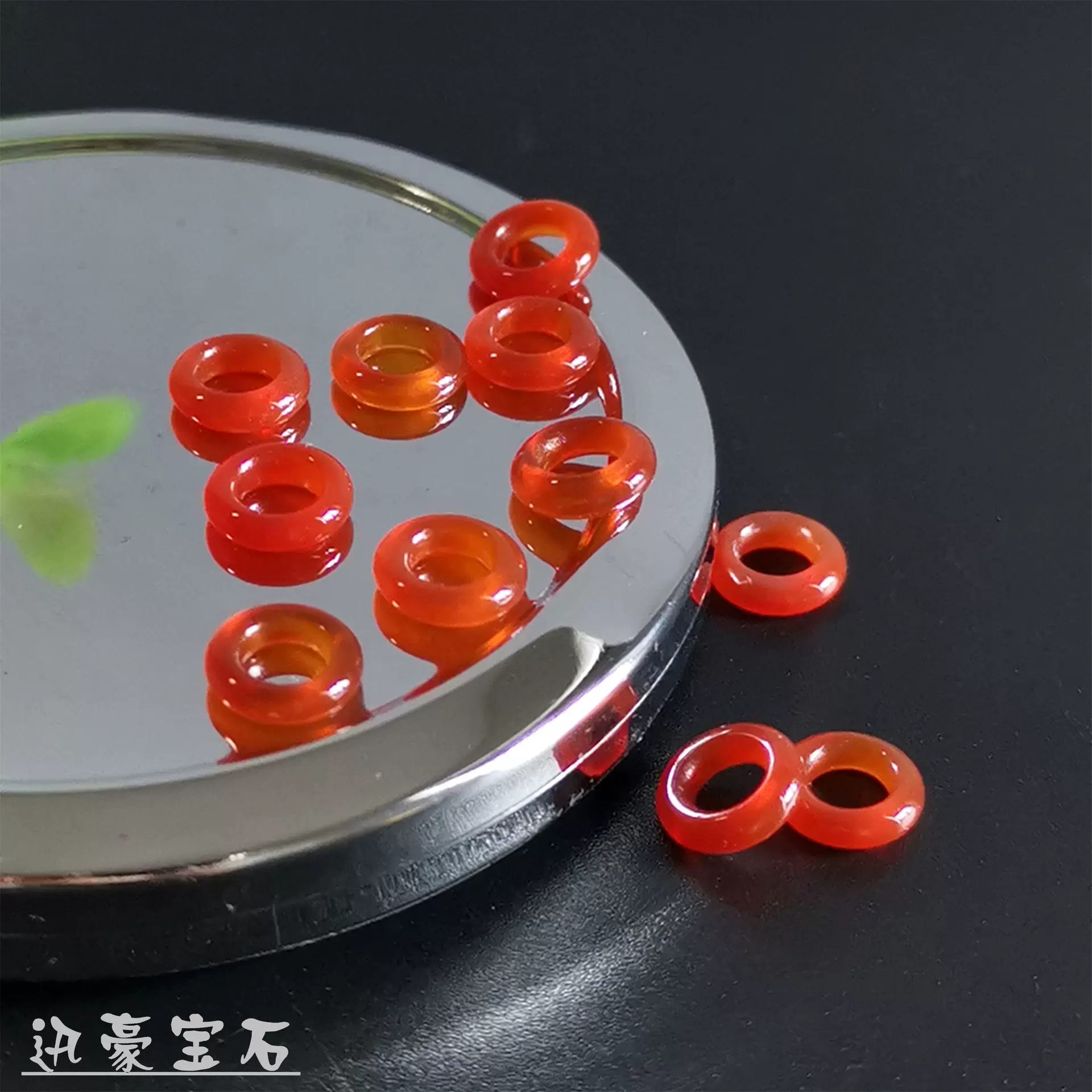 8mm巴西天然红玛瑙水泡圈 圆圈 圆环玛瑙手链吊坠DIY配件