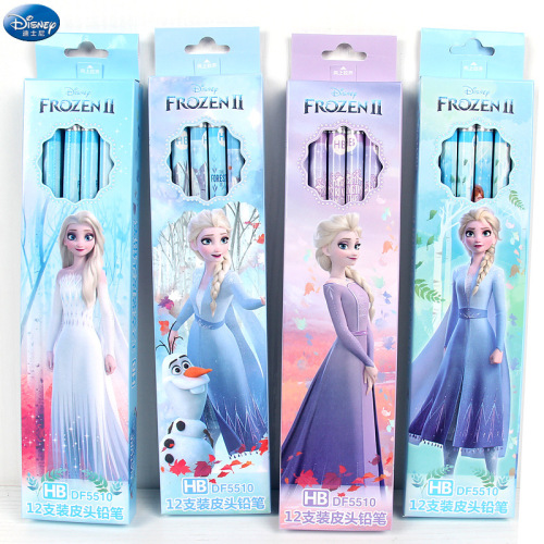 Disney Frozen Princess Girls Pencil Cartoon Cute Children Elementary School Student Eraser HB Wooden Pencil