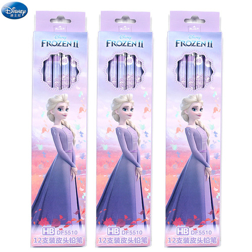 Disney Frozen Princess Girls Pencil Cartoon Cute Children Elementary School Student Eraser HB Wooden Pencil
