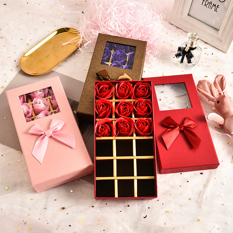 七夕情人节创意礼品巧克力礼盒高端生日礼盒开窗透明蝴蝶结包装盒