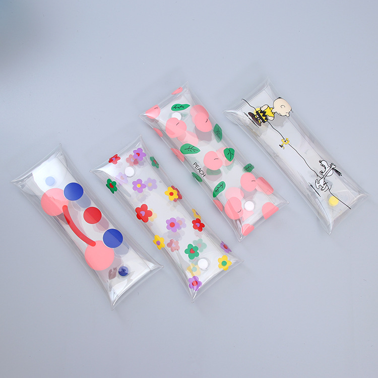 笔袋女生韩版网红简约可爱透明泫雅风小花笔袋笔盒清新文具收纳盒