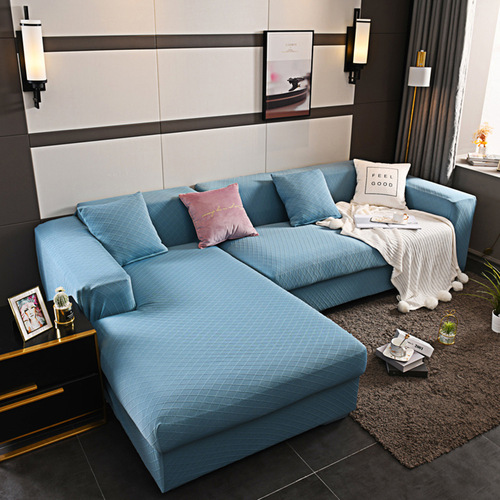 Thickened jacquard fabric sofa cover all-inclusive L-shaped combination solid color sofa cover elastic four-season non-slip wholesale