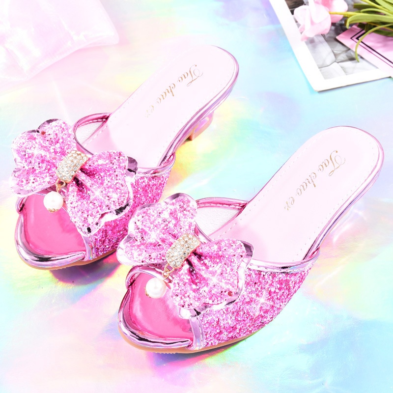 Sandalias DE LOS NIÑOS DE VERANO punta abierta sequined bebé princesa zapatos antideslizante hogar zapatos de los niños niñas pequeños zapatos de diamantes de imitación de tacón alto
