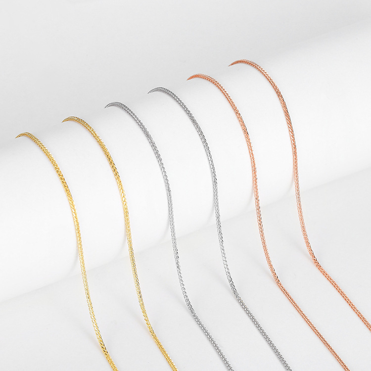 S925 sterling silver Chopin chain female 50 60cm sweater chain electroplated platinum 18K gold color silver lengthened fox tail neck chain S925 sterling silver Chopin chain female 50 60cm sweater chain electroplated platinum 18K gold color silver lengthened fox tail neck chain