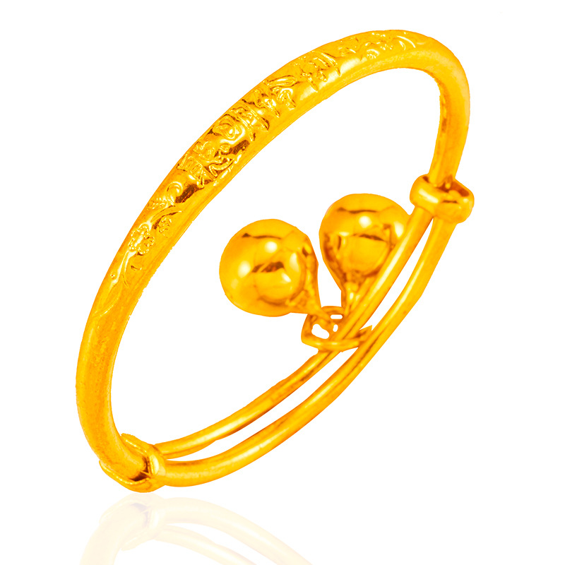 Linda imitación 24K oro bebé pulsera inocente y animado niño pulsera de estilo nacional a largo plazo Rica Arena pulsera de oro