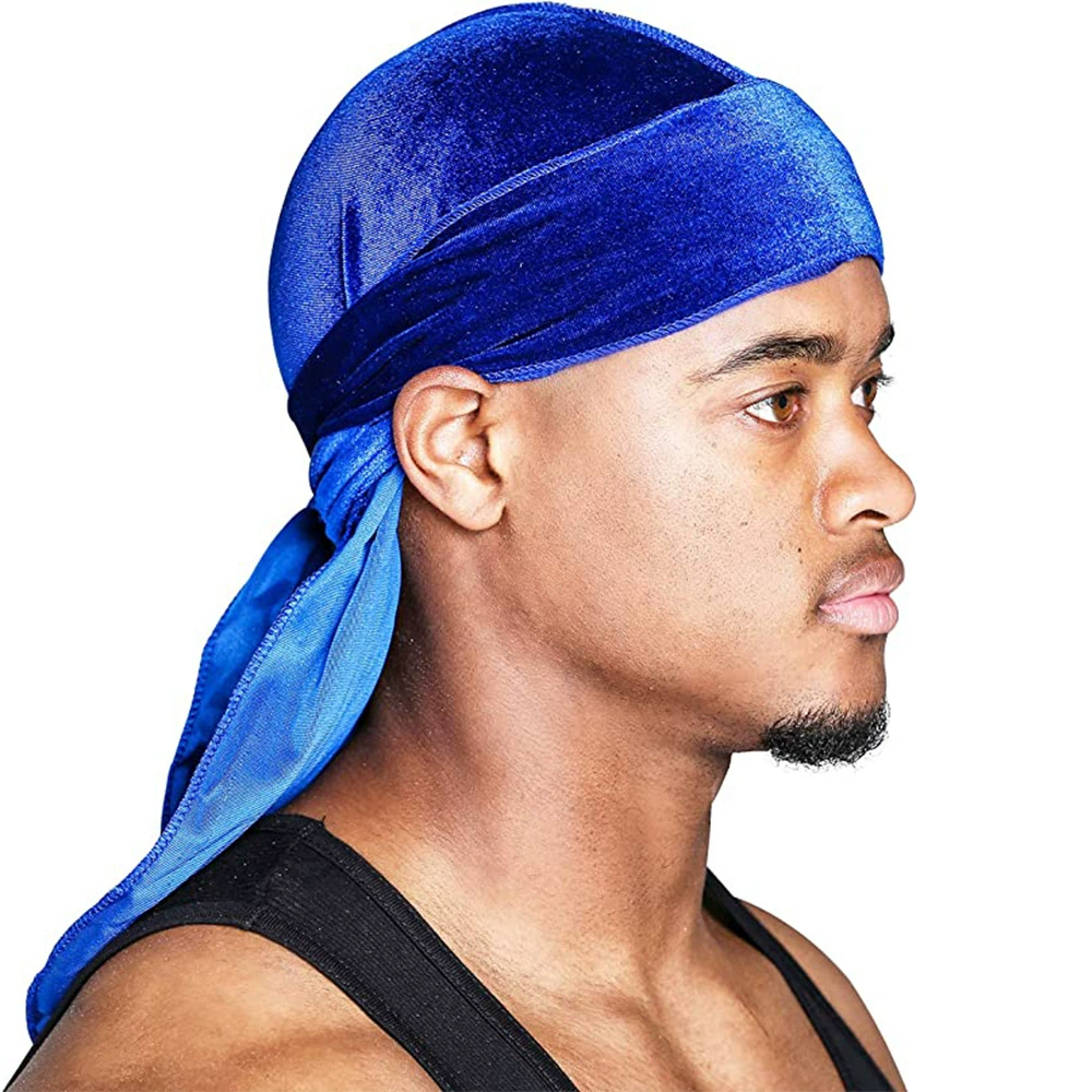 Velvet durag (Velvet swan) 100 cm, hip-hop scarf hat, oversized velvet headwrap