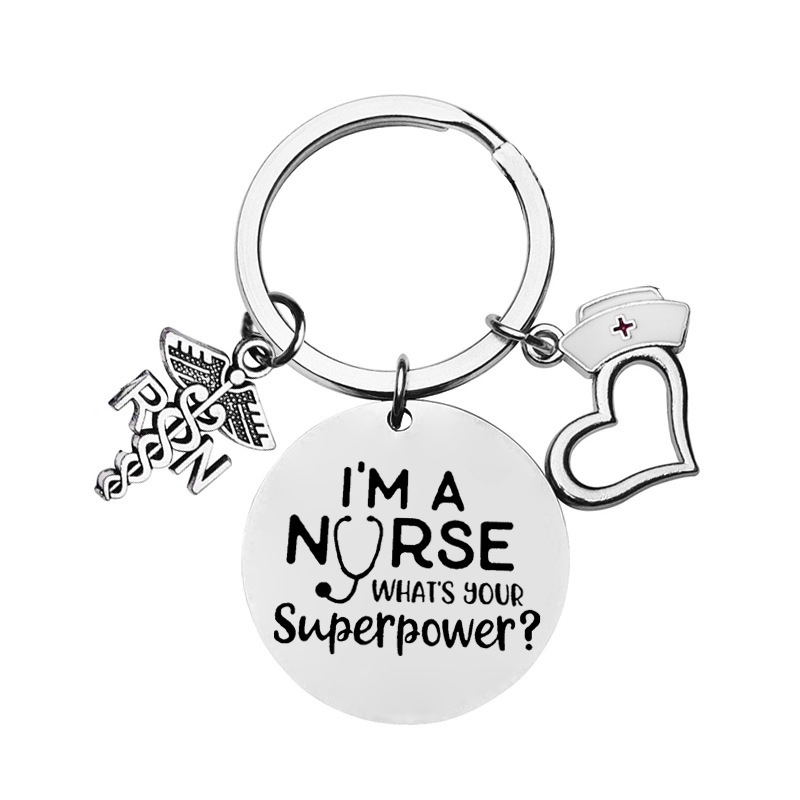 Médico regalo láser letras de acero de titanio llavero de acero inoxidable se puede personalizar