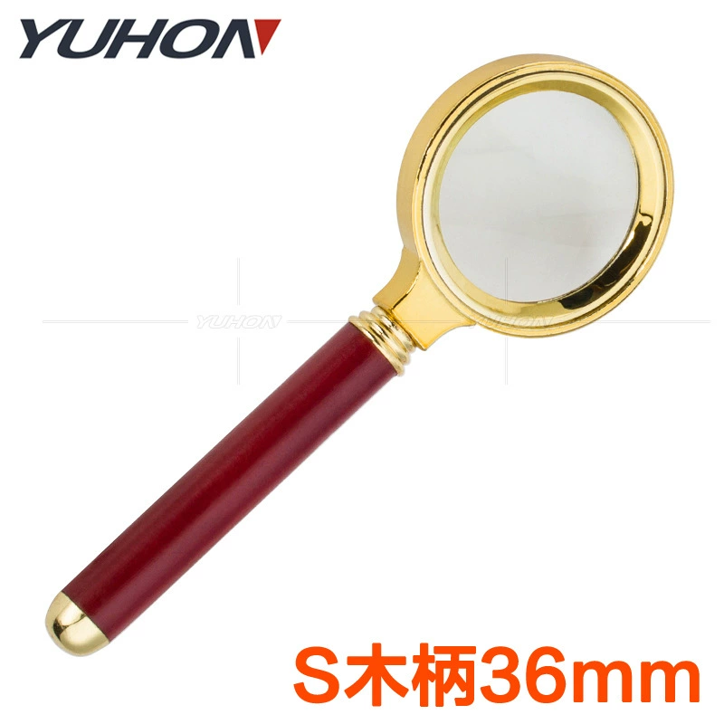 Оптовая Продажа с фабрики подарок имитация палисандра ручка в 10 раз твердая деревянная ручка увеличительное стекло прозрачное стекло для чтения расширительное зеркало 36 мм