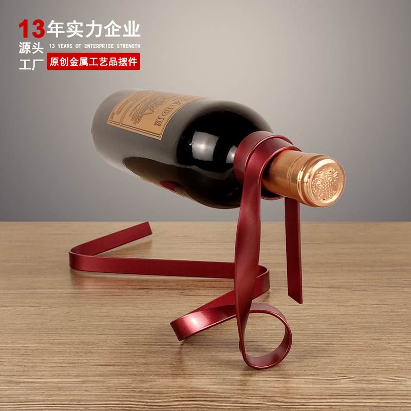 Home Elegant Metal Ribbon Suspension Ornaments Creative Balance Wine Rack Interior Decoration Modern Home Gift Home Elegant Metal Ribbon Suspension Ornaments Creative Balance Wine Rack Interior Decoration Modern Home Gift